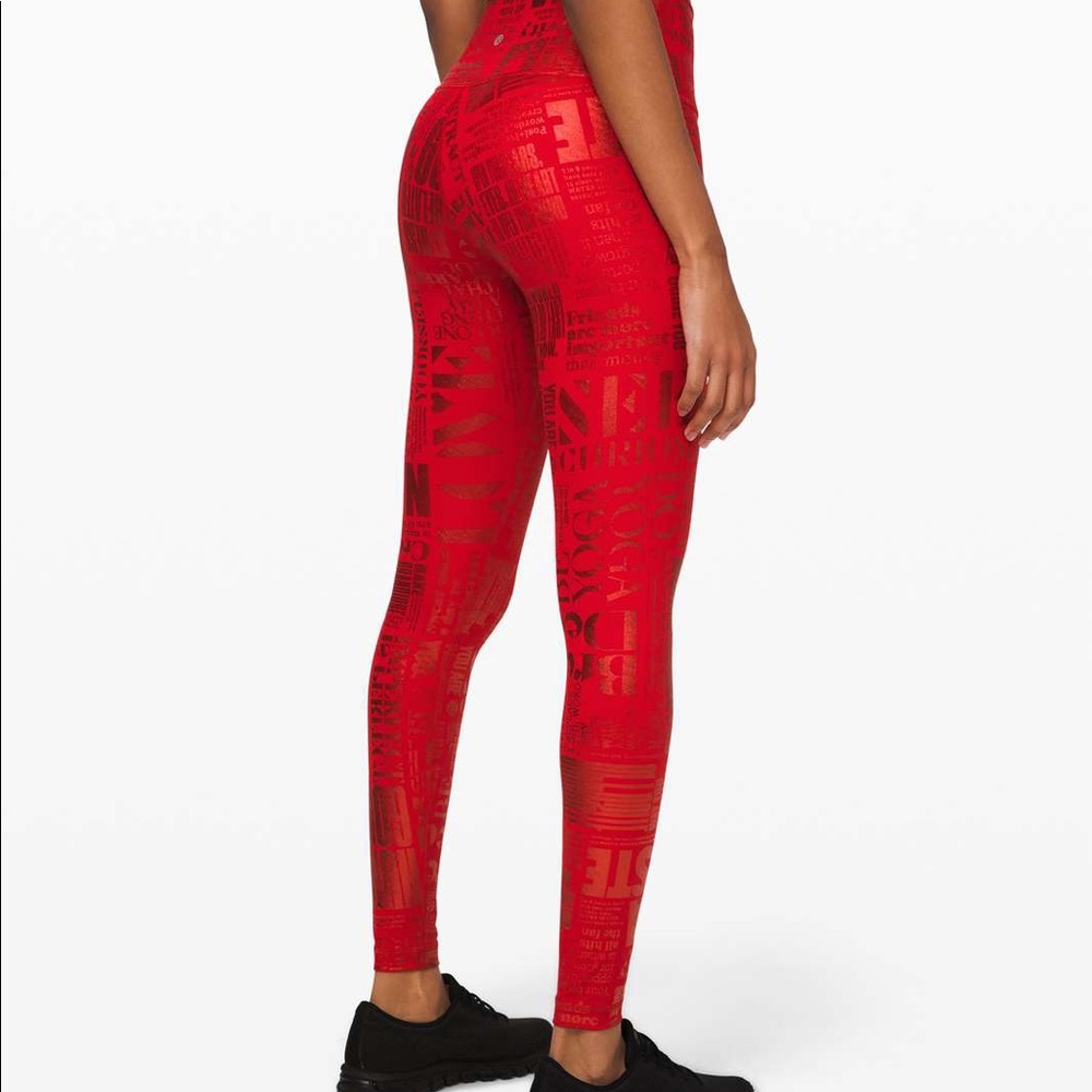 Lululemon Wunder Under High Rise Manifesto Red Run Yoga Pant